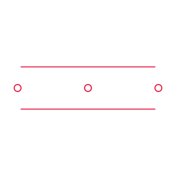 A decorative divider with 3 ring motifs arranged in a line, between two fine horizontal rules.