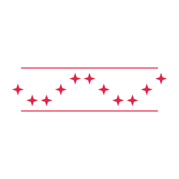 A decorative divider with 11 sparkle motifs arranged in a wave, between two fine horizontal rules.