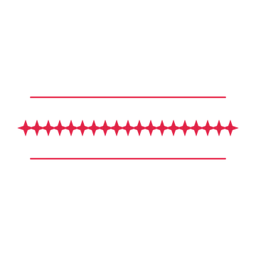 A decorative divider with 19 sparkle motifs arranged in a line, between two fine horizontal rules.