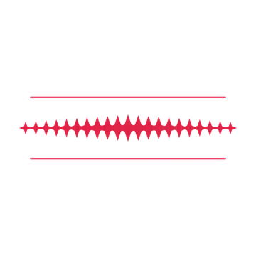 A decorative divider with 21 sparkle motifs arranged in a tapered, between two fine horizontal rules.