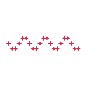 A decorative divider with 21 sparkle motifs arranged in a wave, between two fine horizontal rules.