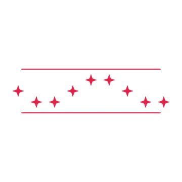 A decorative divider with 9 sparkle motifs arranged in a wave, between two fine horizontal rules.