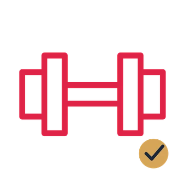 Fitness dumbbell drawn as an accent icon with clean rounded lines.