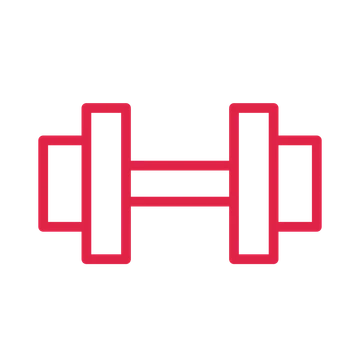 Fitness dumbbell drawn as an outline icon with clean rounded lines.