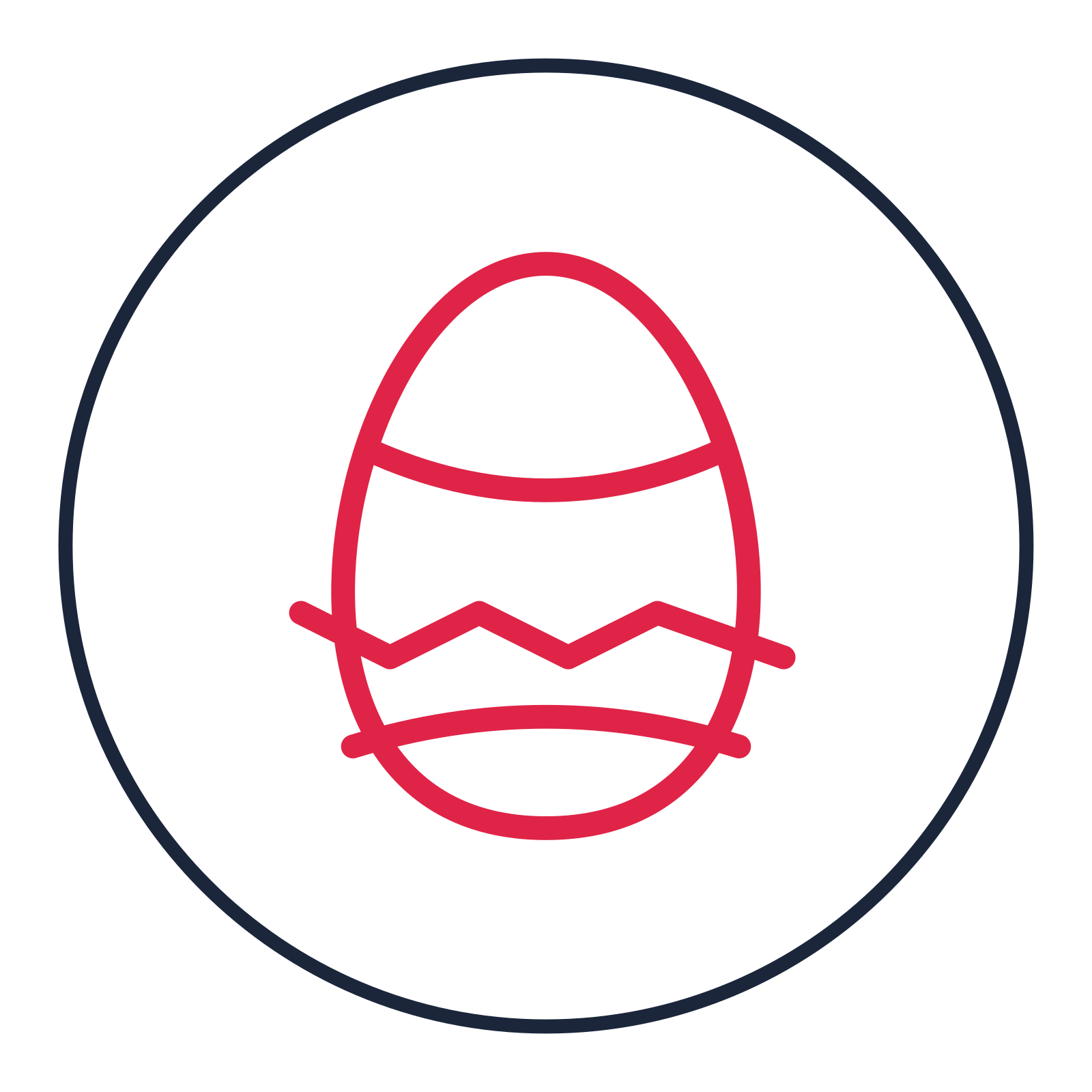 Decorated Easter egg drawn as a medallion icon with clean rounded lines.