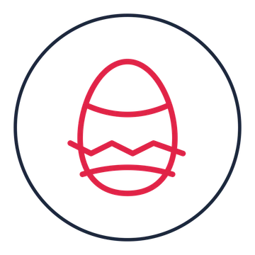 Decorated Easter egg drawn as a medallion icon with clean rounded lines.