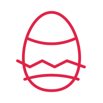 Decorated Easter egg drawn as an outline icon with clean rounded lines.