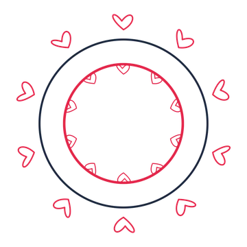 A circular emblem with 10 loop motifs, fine concentric rings and a double orbit structure.