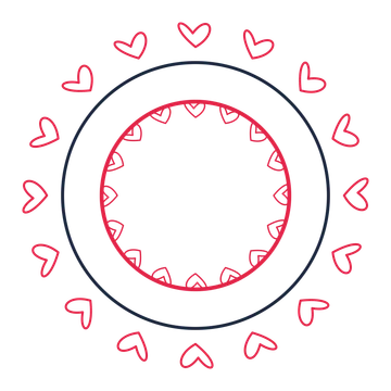 A circular emblem with 16 loop motifs, fine concentric rings and a double orbit structure.
