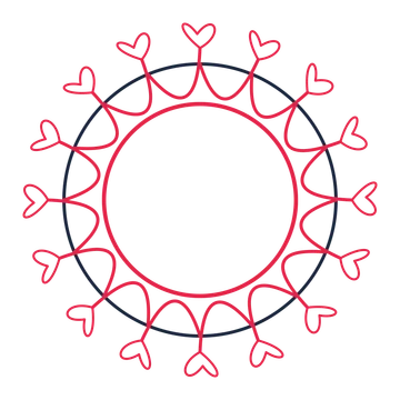 A circular emblem with 16 loop motifs, fine concentric rings and a interlaced structure.