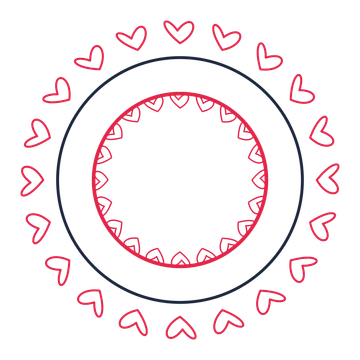 A circular emblem with 20 loop motifs, fine concentric rings and a double orbit structure.