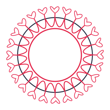 A circular emblem with 24 loop motifs, fine concentric rings and a interlaced structure.