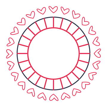 A circular emblem with 24 loop motifs, fine concentric rings and a spokes structure.