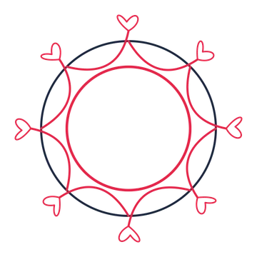 A circular emblem with 8 loop motifs, fine concentric rings and a interlaced structure.