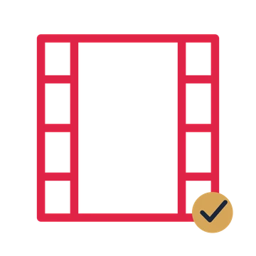 Film strip drawn as an accent icon with clean rounded lines.
