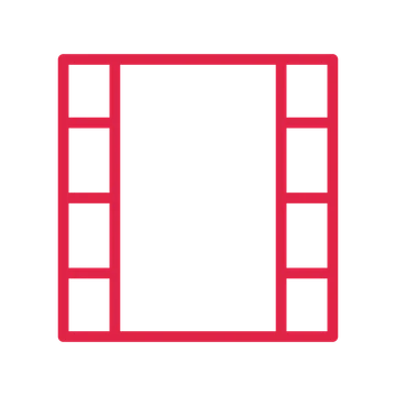 Film strip drawn as an outline icon with clean rounded lines.