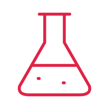 Chemistry flask drawn as an outline icon with clean rounded lines.