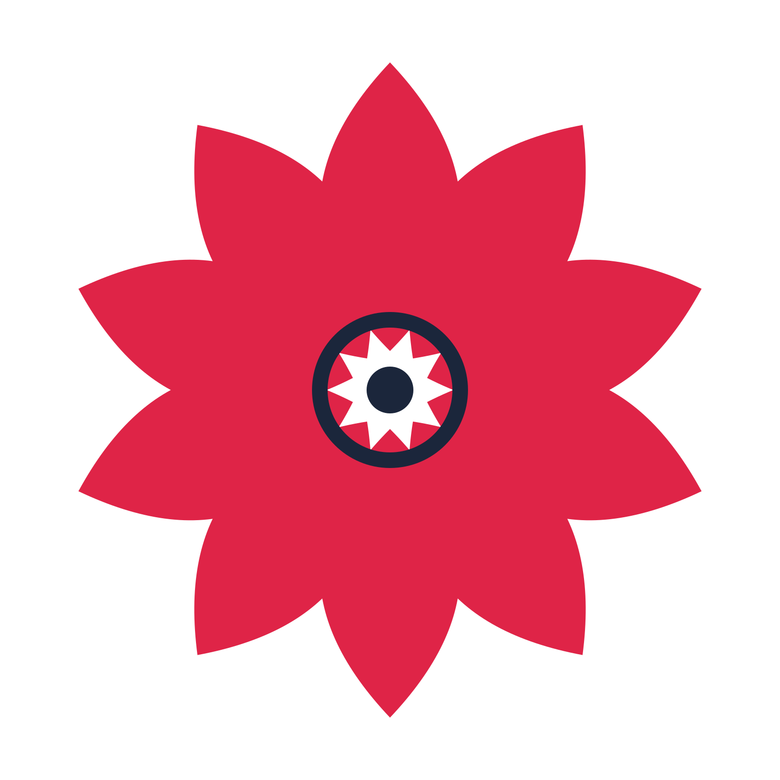 A 10-petal almond flower with a ring centre and a transparent background.