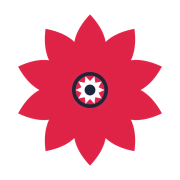 A 10-petal almond flower with a ring centre and a transparent background.