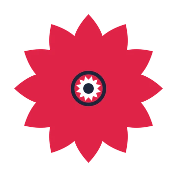 A 12-petal almond flower with a ring centre and a transparent background.