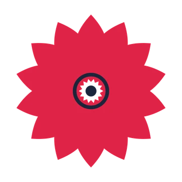 A 14-petal almond flower with a ring centre and a transparent background.