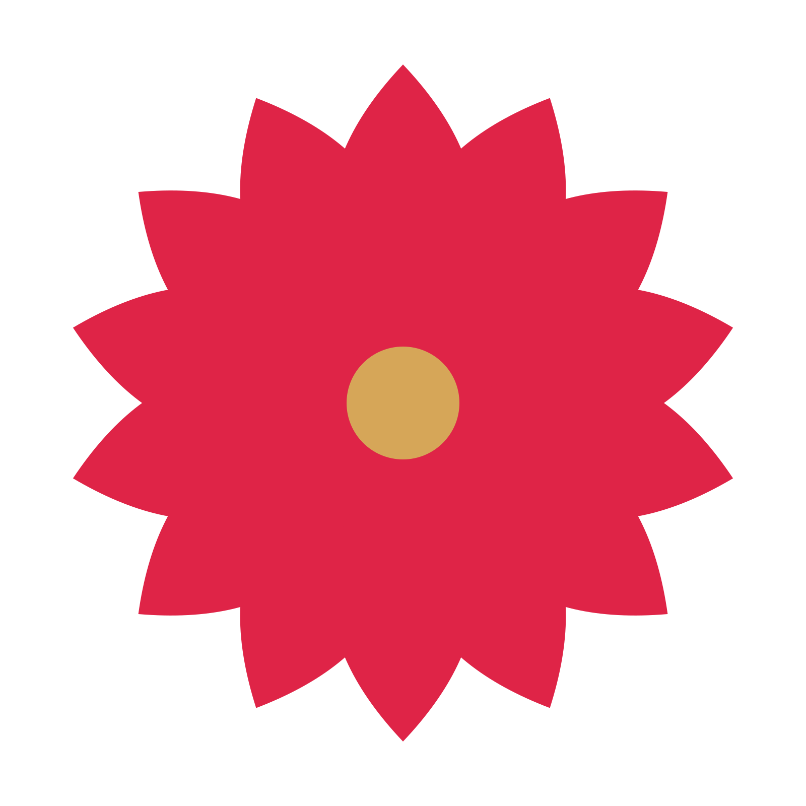 A 14-petal almond flower with a seed centre and a transparent background.