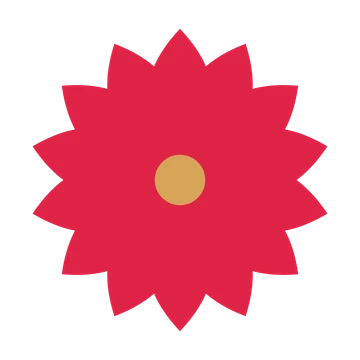 A 14-petal almond flower with a seed centre and a transparent background.