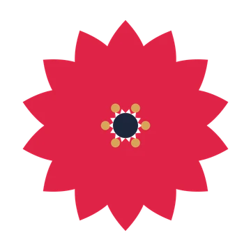 A 14-petal almond flower with a stamen centre and a transparent background.