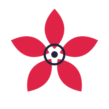 A 5-petal almond flower with a ring centre and a transparent background.