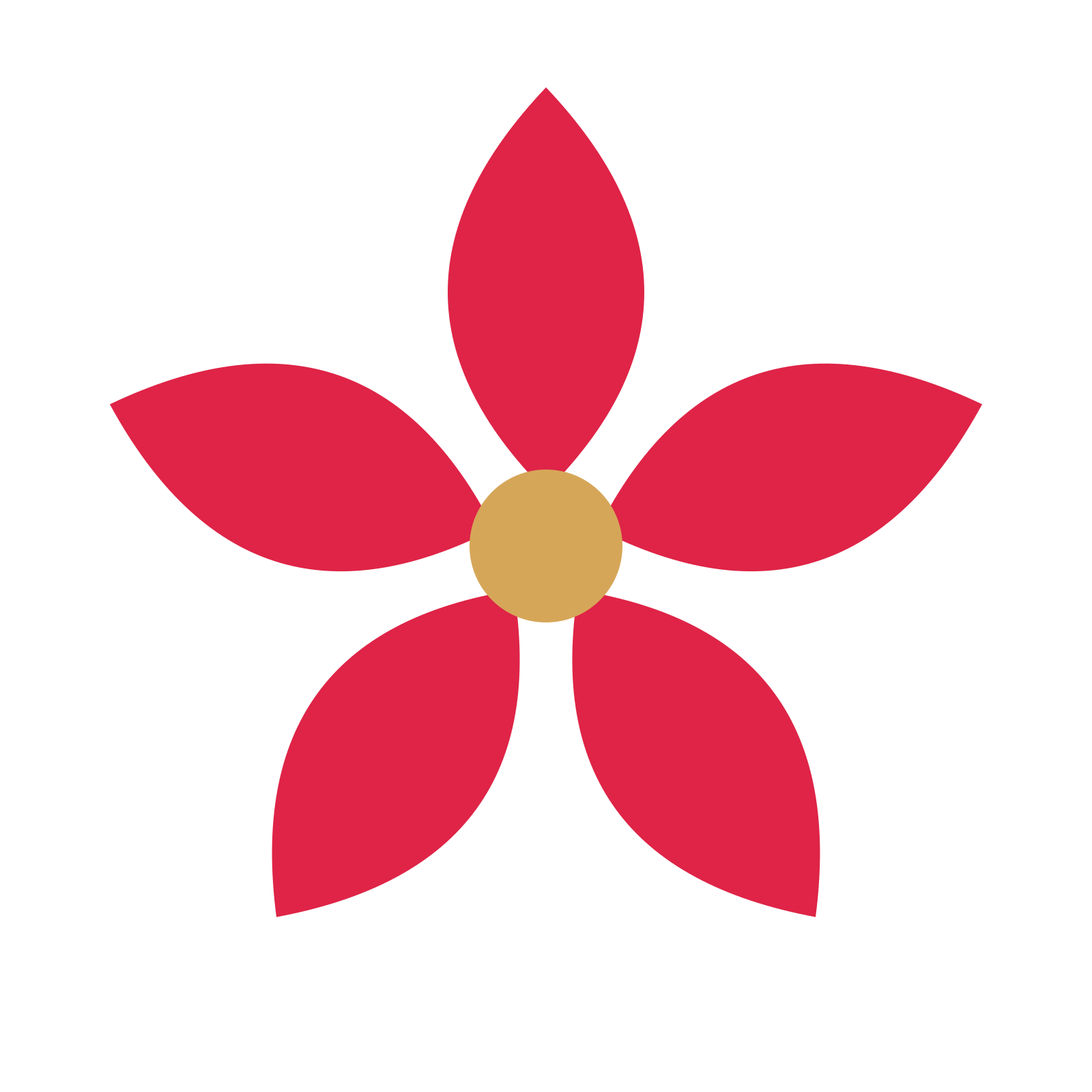 A 5-petal almond flower with a seed centre and a transparent background.