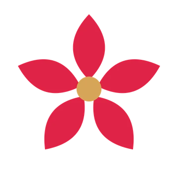 A 5-petal almond flower with a seed centre and a transparent background.