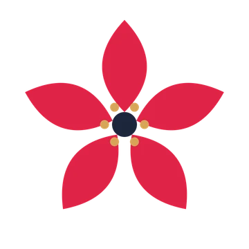 A 5-petal almond flower with a stamen centre and a transparent background.