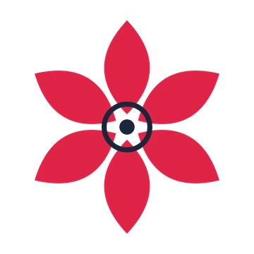 A 6-petal almond flower with a ring centre and a transparent background.