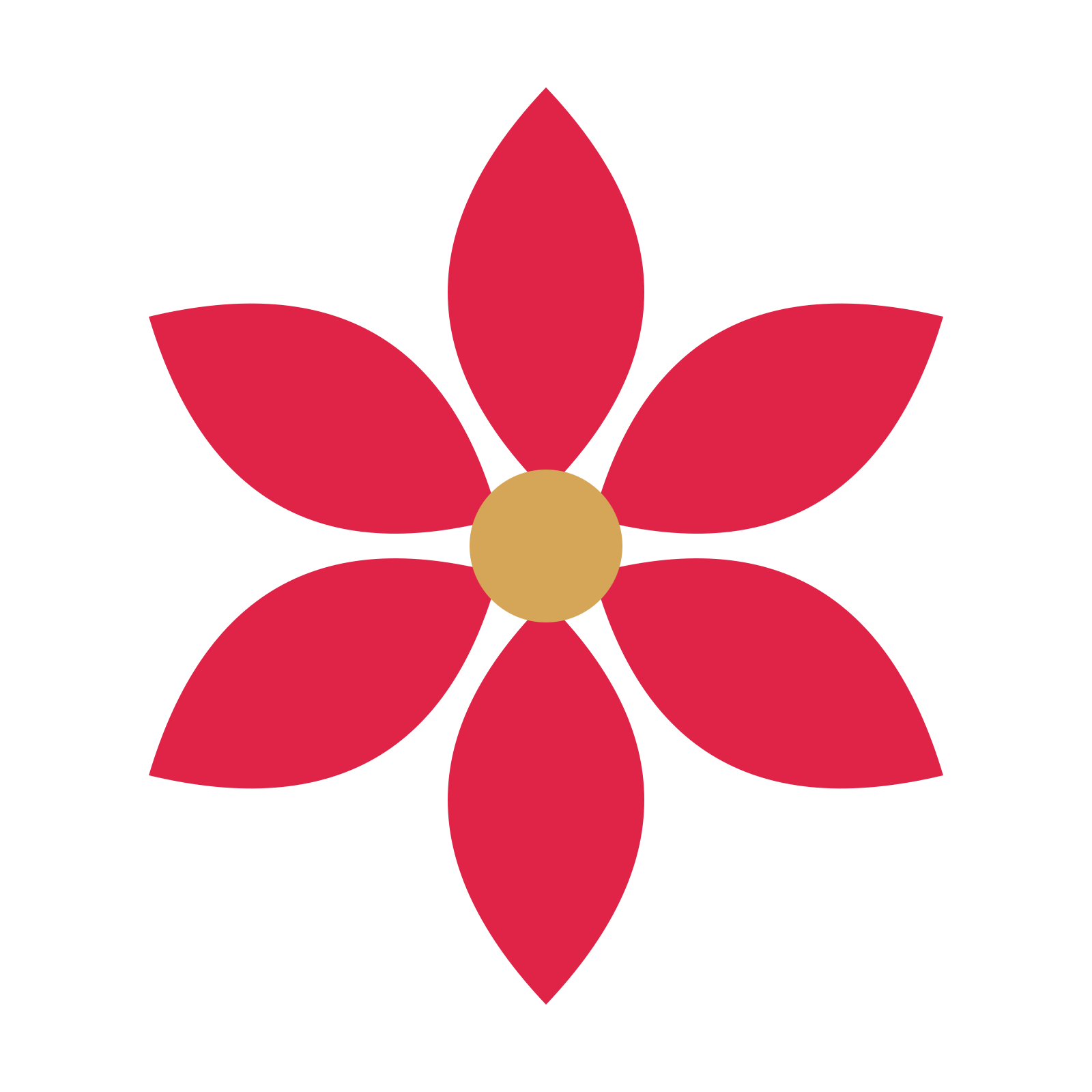 A 6-petal almond flower with a seed centre and a transparent background.