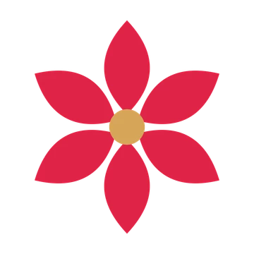 A 6-petal almond flower with a seed centre and a transparent background.