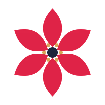 A 6-petal almond flower with a stamen centre and a transparent background.