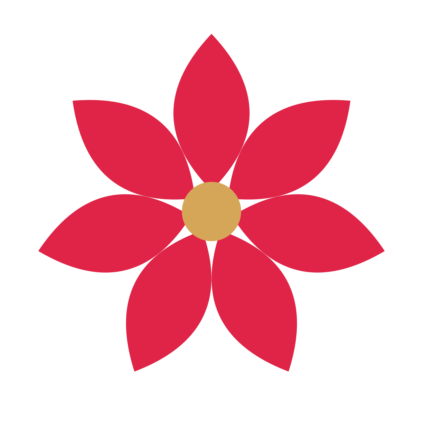 A 7-petal almond flower with a seed centre and a transparent background.