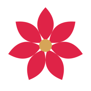 A 7-petal almond flower with a seed centre and a transparent background.