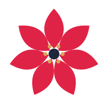 A 7-petal almond flower with a stamen centre and a transparent background.