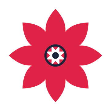 A 8-petal almond flower with a ring centre and a transparent background.