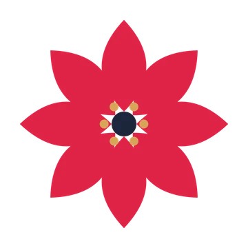 A 8-petal almond flower with a stamen centre and a transparent background.