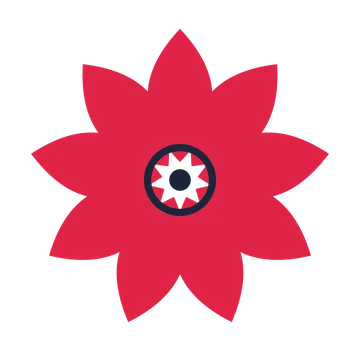 A 9-petal almond flower with a ring centre and a transparent background.