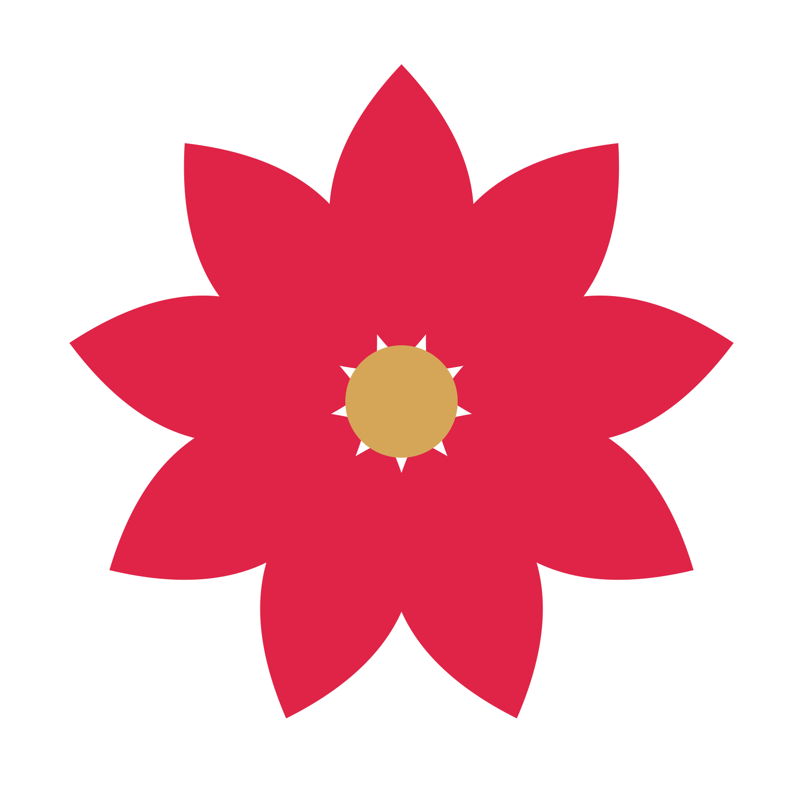A 9-petal almond flower with a seed centre and a transparent background.
