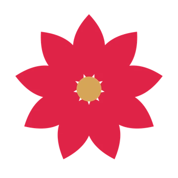 A 9-petal almond flower with a seed centre and a transparent background.