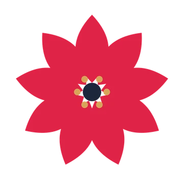 A 9-petal almond flower with a stamen centre and a transparent background.