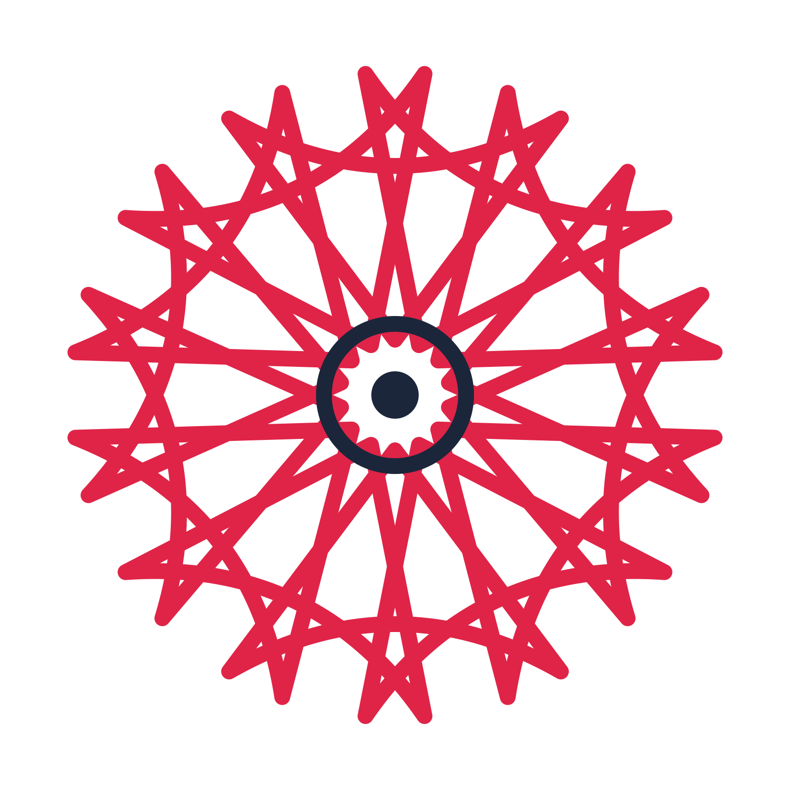 A 14-petal bell flower with a ring centre and a transparent background.