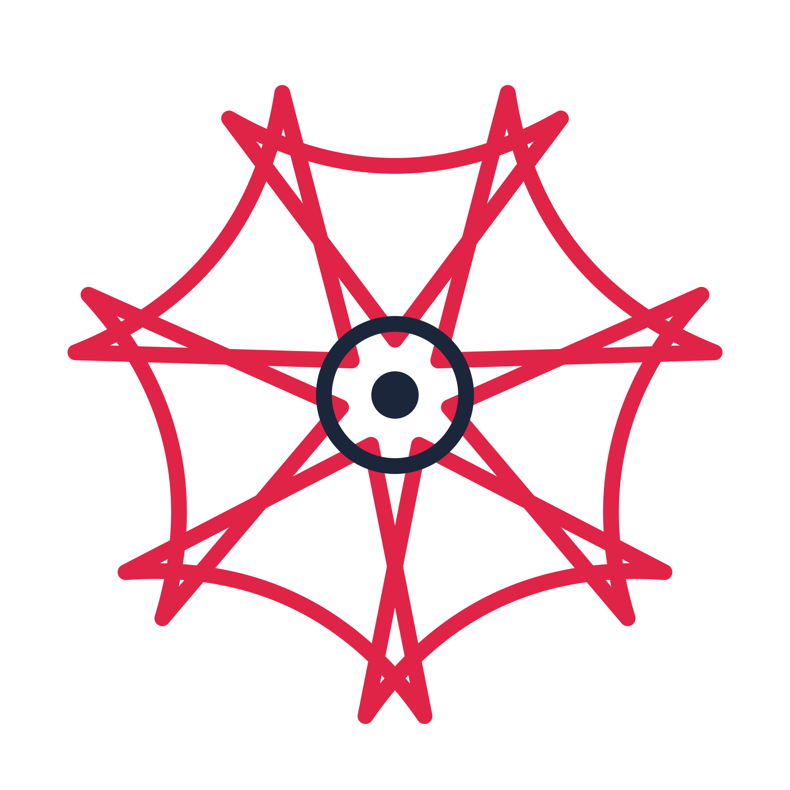 A 7-petal bell flower with a ring centre and a transparent background.