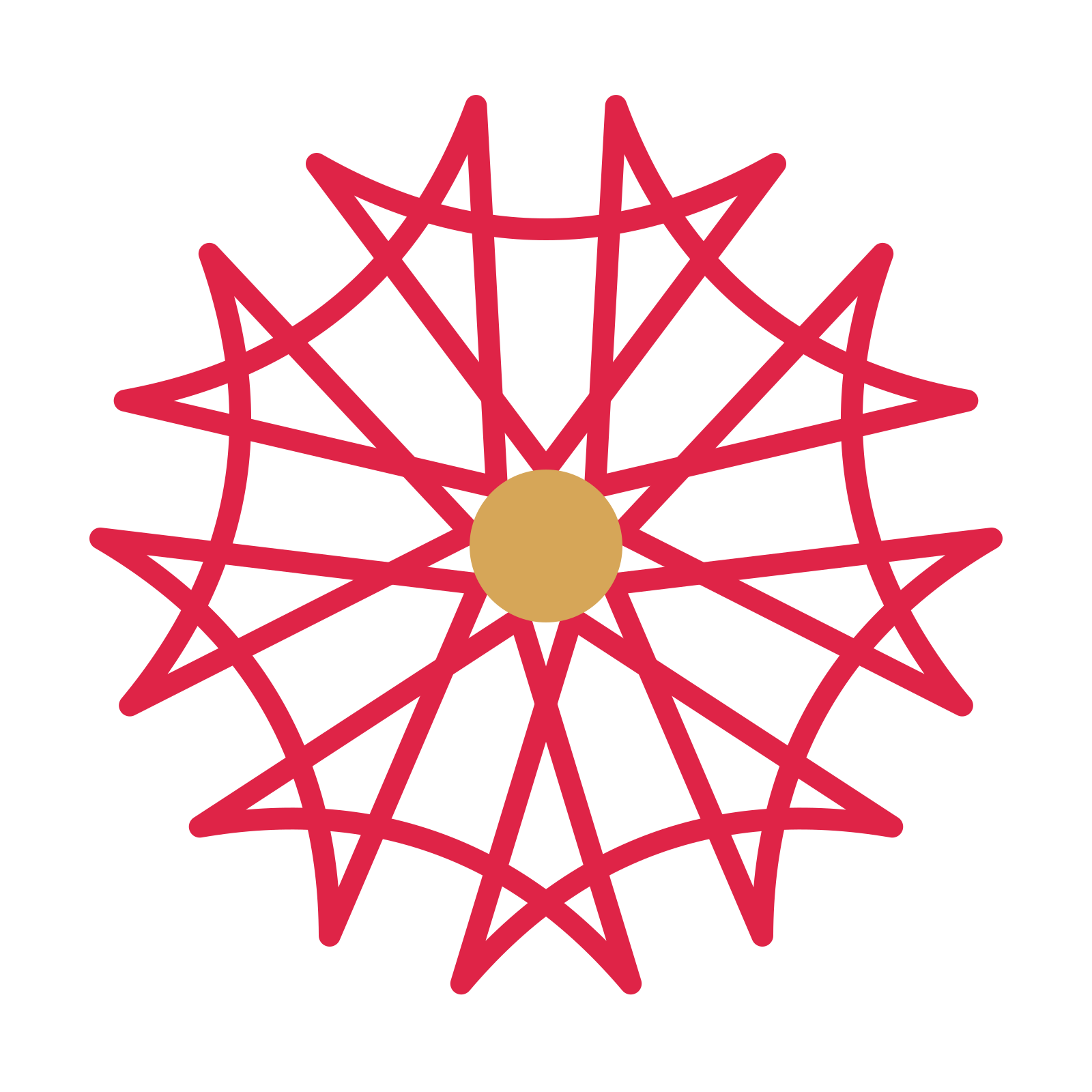 A 9-petal bell flower with a seed centre and a transparent background.