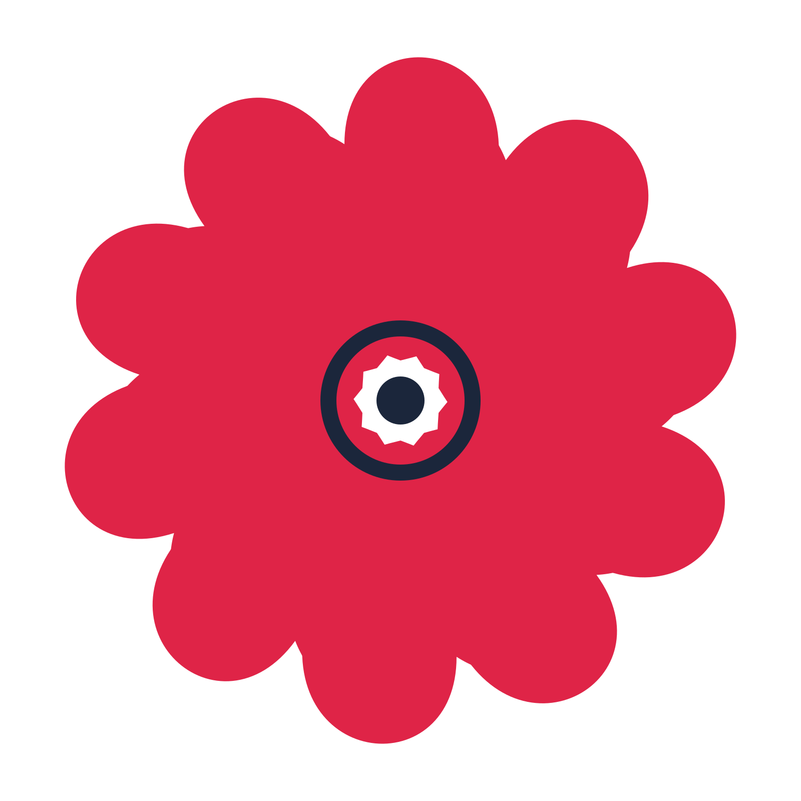 A 10-petal clover flower with a ring centre and a transparent background.