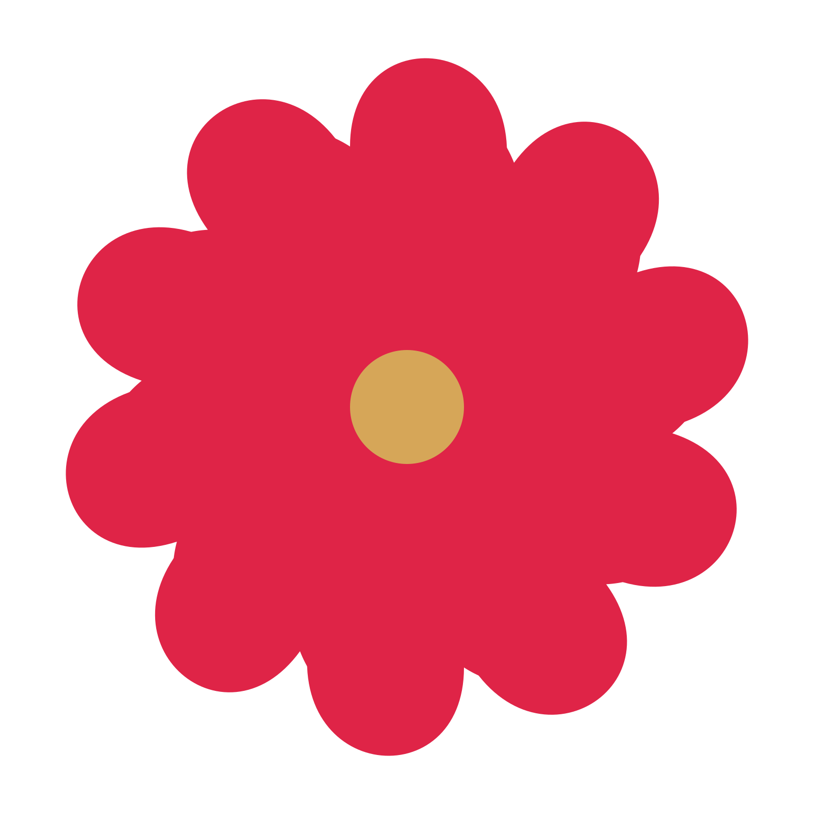 A 10-petal clover flower with a seed centre and a transparent background.